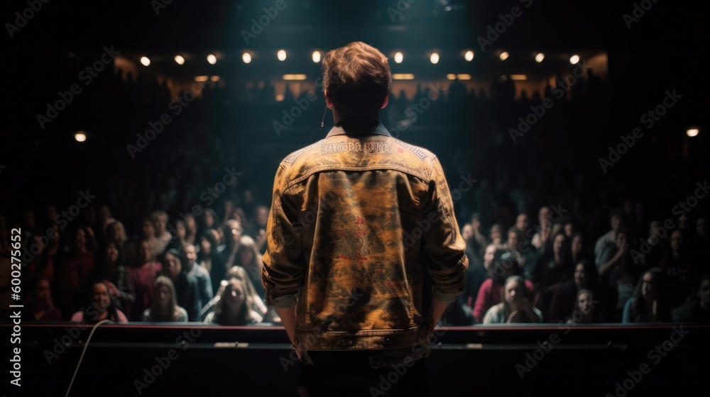 person attending a live comedy show or performance. generative ai person attending a live comedy show or performance. generative ai