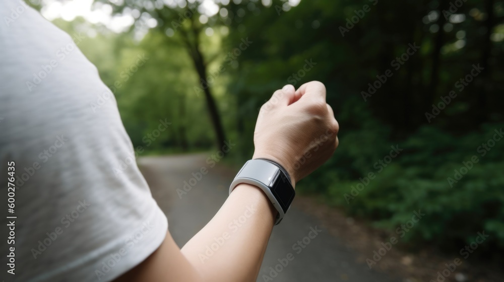 person using a wearable fitness tracker or smartwatch generative ai