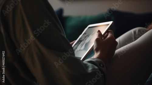 person using a computer or tablet for online shopping or browsing generative ai