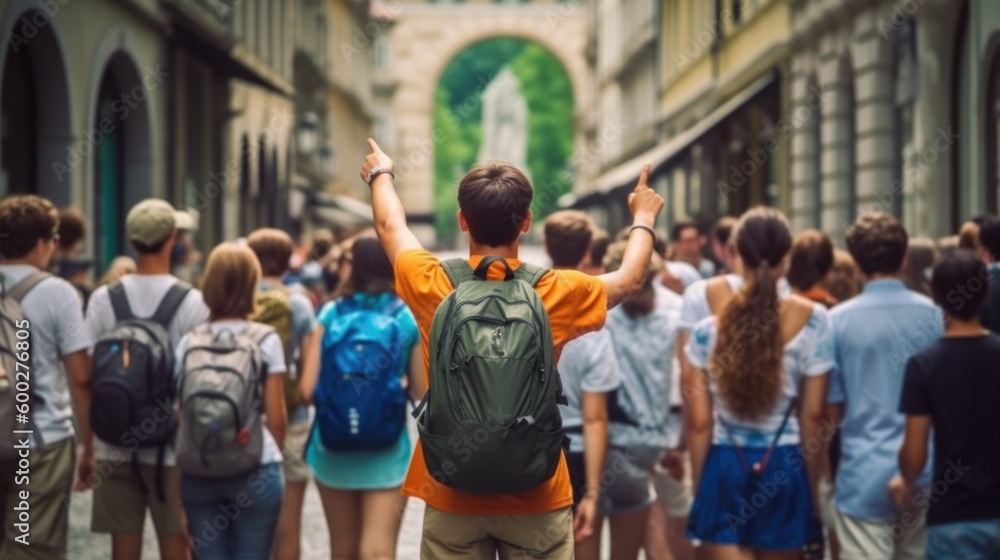 tour guide leading a group of tourists generative ai tour guide leading a group of tourists generative ai