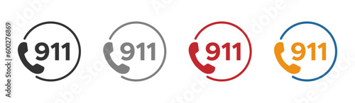 911 emergency call number vector icons set