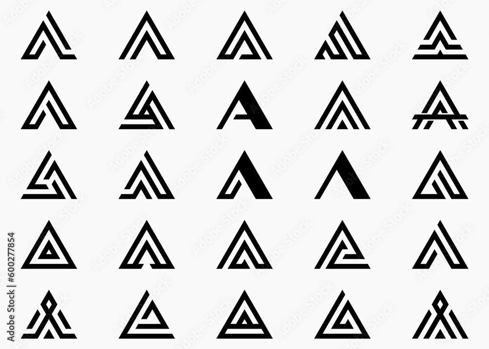 Initials Letter A Triangle logo design, Set Logo Design Symbol Initials Letter A Triangle logo design, Set Logo Design Symbol