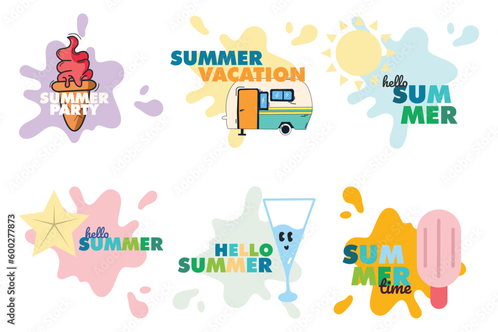 summer season badge design element summer season badge design element