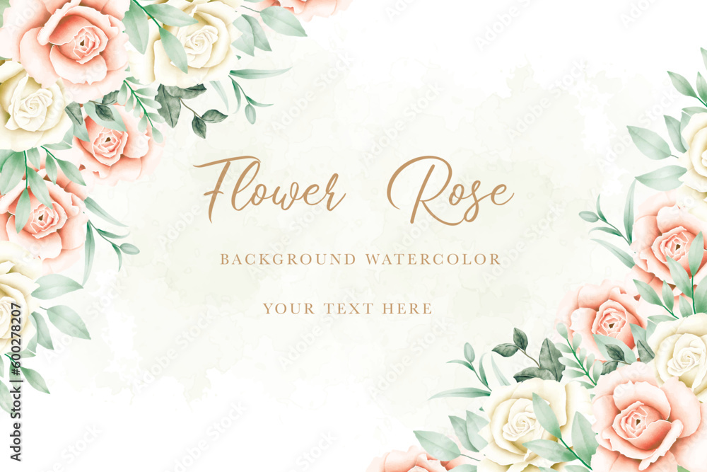 hand draw floral rose background watercolor
