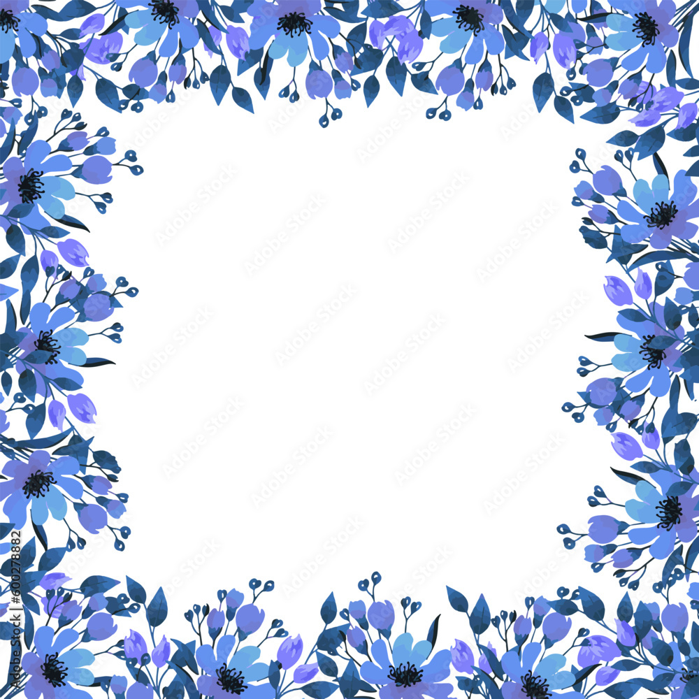 Floral frame. Vector wild flower for background, texture, wrapper pattern, frame or border. Floral frame of wild, wildflowers. Floral Frame Background.