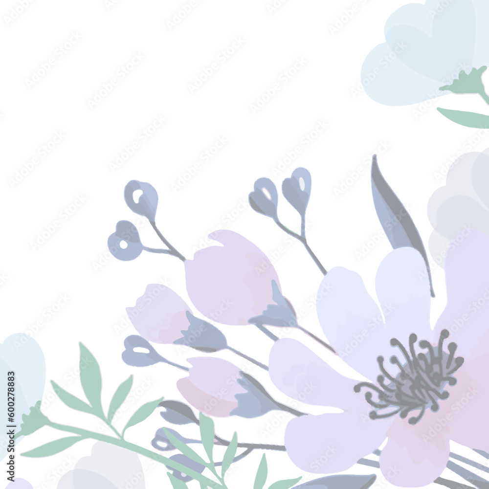 Obraz premium Floral frame. Vector wild flower for background, texture, wrapper pattern, frame or border. Floral frame of wild, wildflowers. Floral Frame Background.