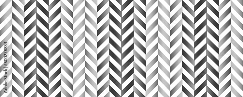 Herringbone seamless pattern. Black and white chevron background. Repeating zigzag texture with diagonal lines. Textile fabric print design swatch. Vector illustration and wallpaper template