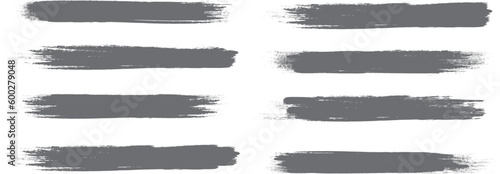 Grey brush stroke set isolated on background. Paint brush stroke vector for ink paint, grunge design element, dirt banner, watercolor design, dirty texture. Trendy brush stroke, vector illustration