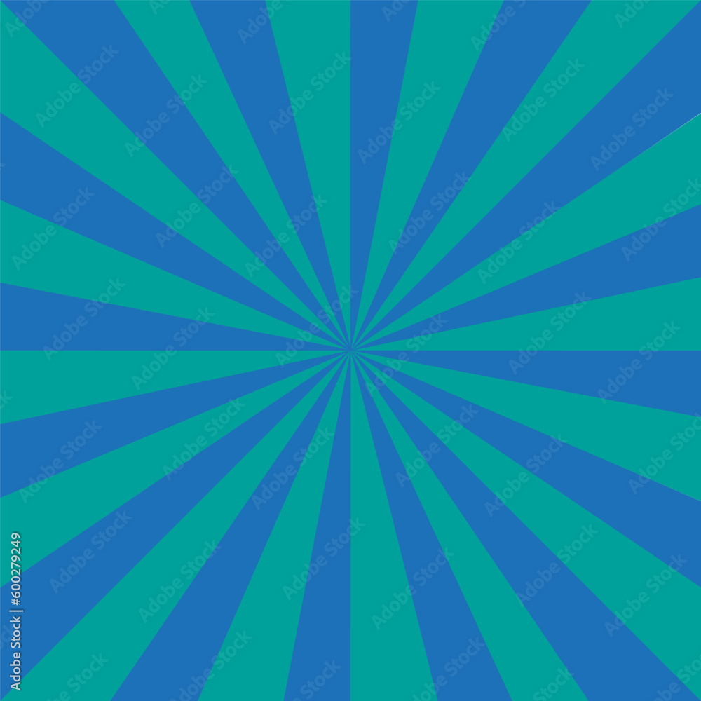 blue rays background for banner design. Starburst cartoon style. Vector illustration.