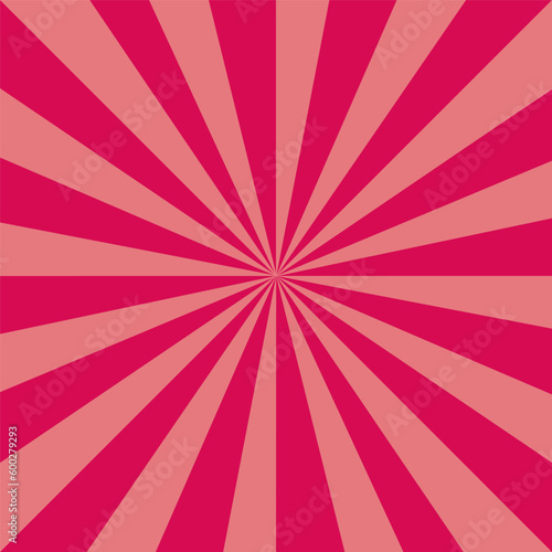 red rays background for banner design. Starburst cartoon style. Vector illustration.