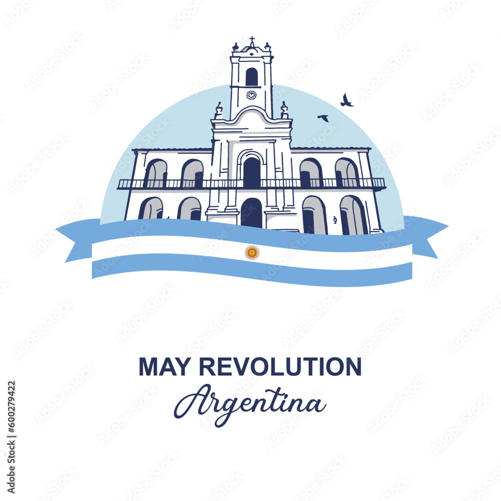 VECTORS. Editable banner for the May Revolution in Argentina (May 1810) - obrazy, fototapety, plakaty 