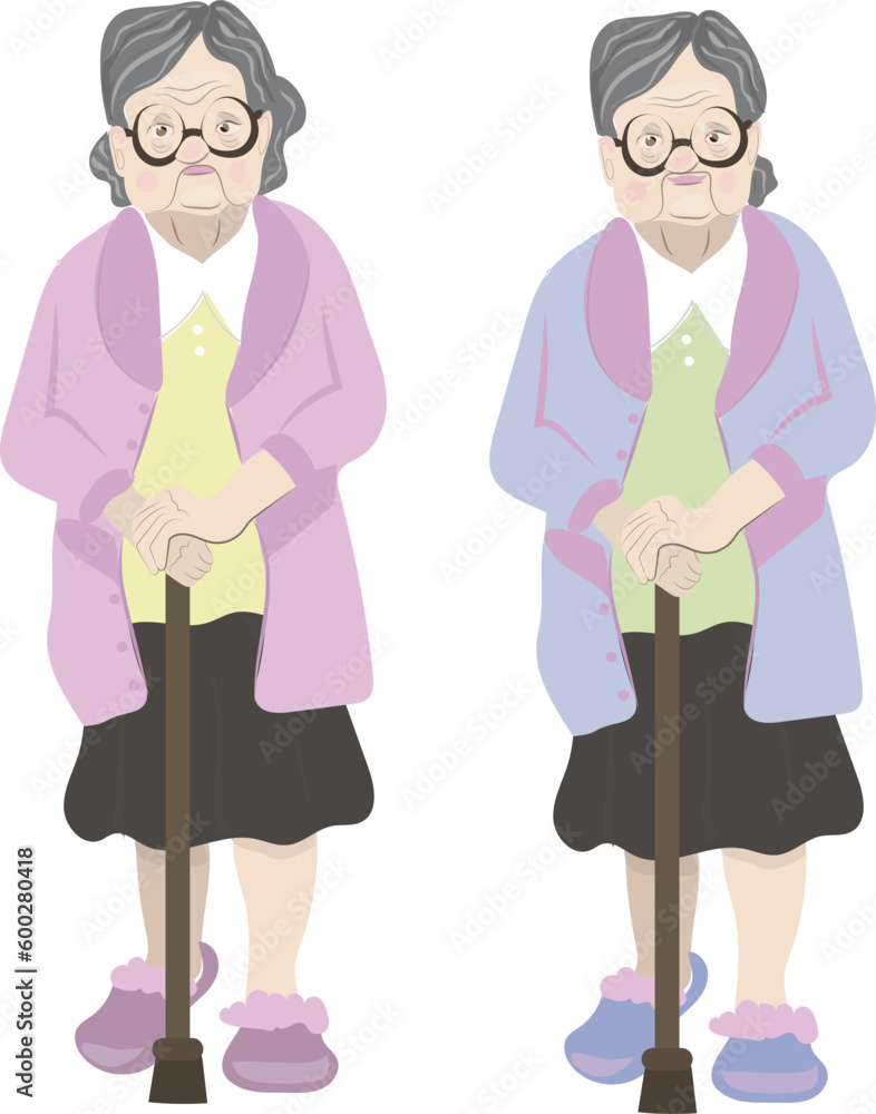 Vector Grandma in Two Styles Vector Grandma in Two Styles