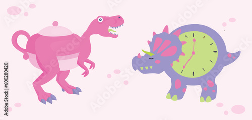 Cute Girly Tea-Rex and Snoozy Triceratop Dinos