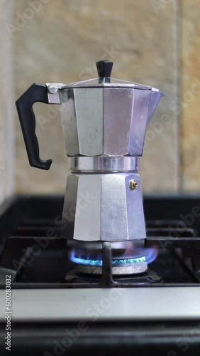 Video vertical of Traditional coffee maker. Geyser Coffee Maker.