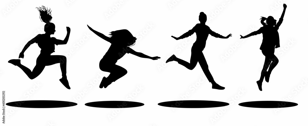 Silhouette of woman jumping Silhouette of woman jumping