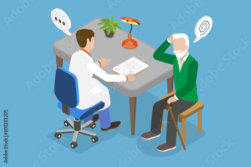3D Isometric Flat Vector Conceptual Illustration of Alzheimer Diseas, Treatment of Mental Problems or Memory Loss