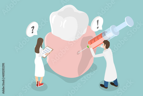 3D Isometric Flat Vector Conceptual Illustration of Anaesthesia, Dental Care and Treatment