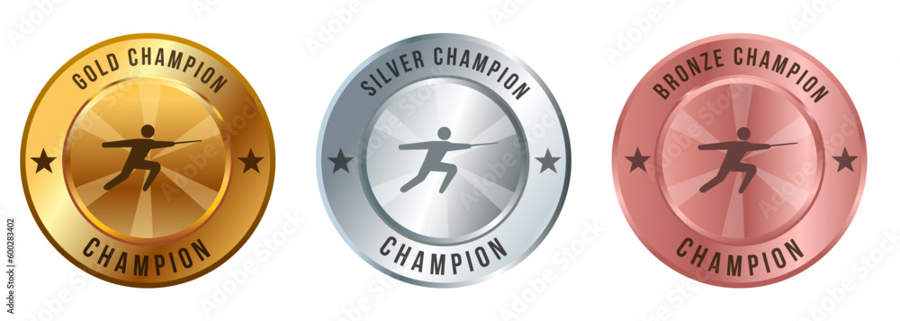 Fencing sword fence gold silver bronze medal sport competition championship prize best winner contest award Fencing sword fence gold silver bronze medal sport competition championship prize best winner contest award
