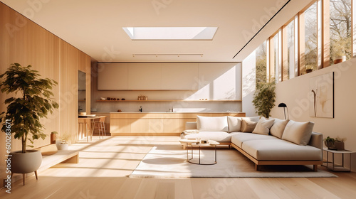 interior spacious living  luxurious interior design in a cozy penthouse  Generative AI