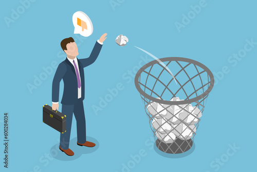 3D Isometric Flat Vector Conceptual Illustration of Bad Ideas , Creativity Issue
