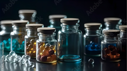 Bottles intended for pharmaceuticals and medical drugs, as well as those utilized in drug research laboratories.