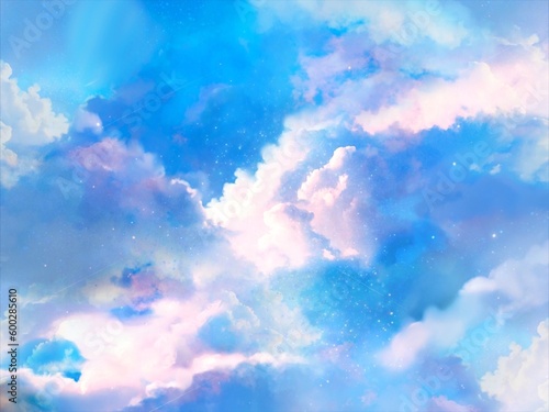 Clip art of fantasy background of colorful starry night sky and sea of clouds  © NORIMA