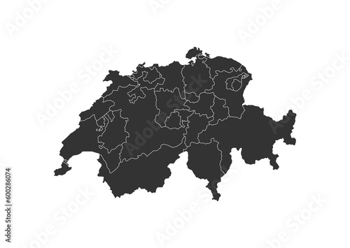 Map of Switzerland. Detailed map of Switzerland cantons and regions. Switzerland cantons map