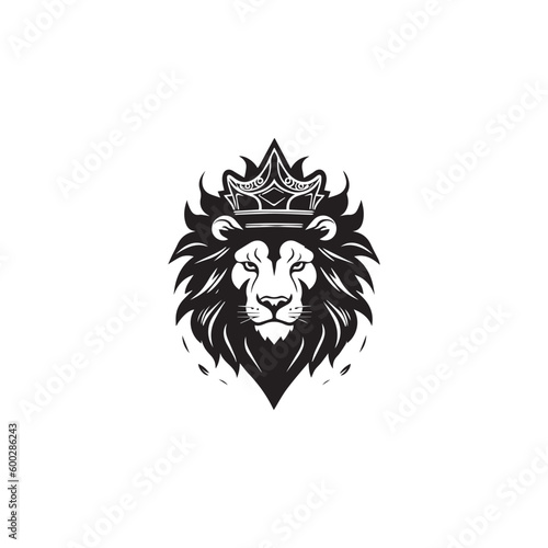 illustration of a lion king wearing a crown simple modern logo