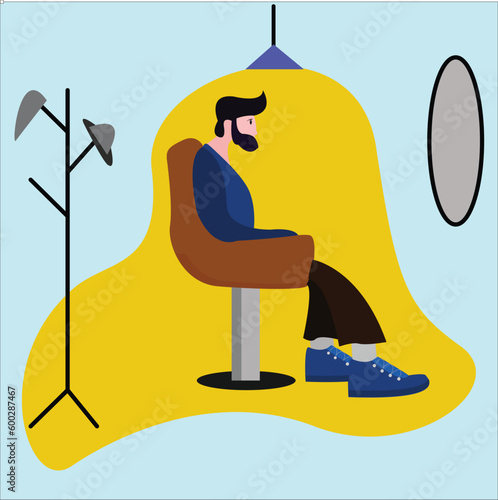 illustration human vector front in mirror barbershop