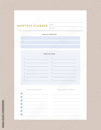monthly planner. Plan your day make dream happen.