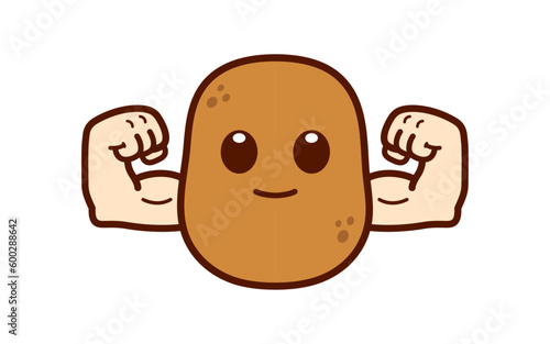 Cute Strong Potato Character Illustration