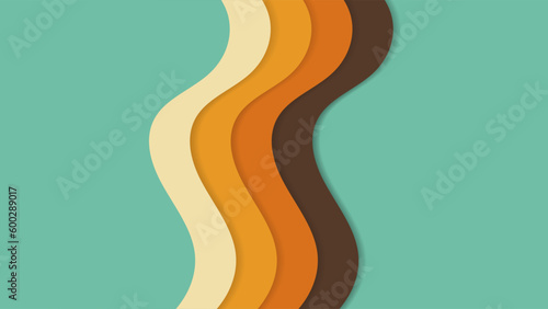 Paper cut Vintage 70s background vector. Waves, swirl, paper art vector texture vector illustration