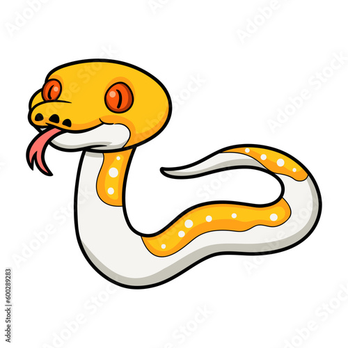 Cute albino pied reticulated python cartoon