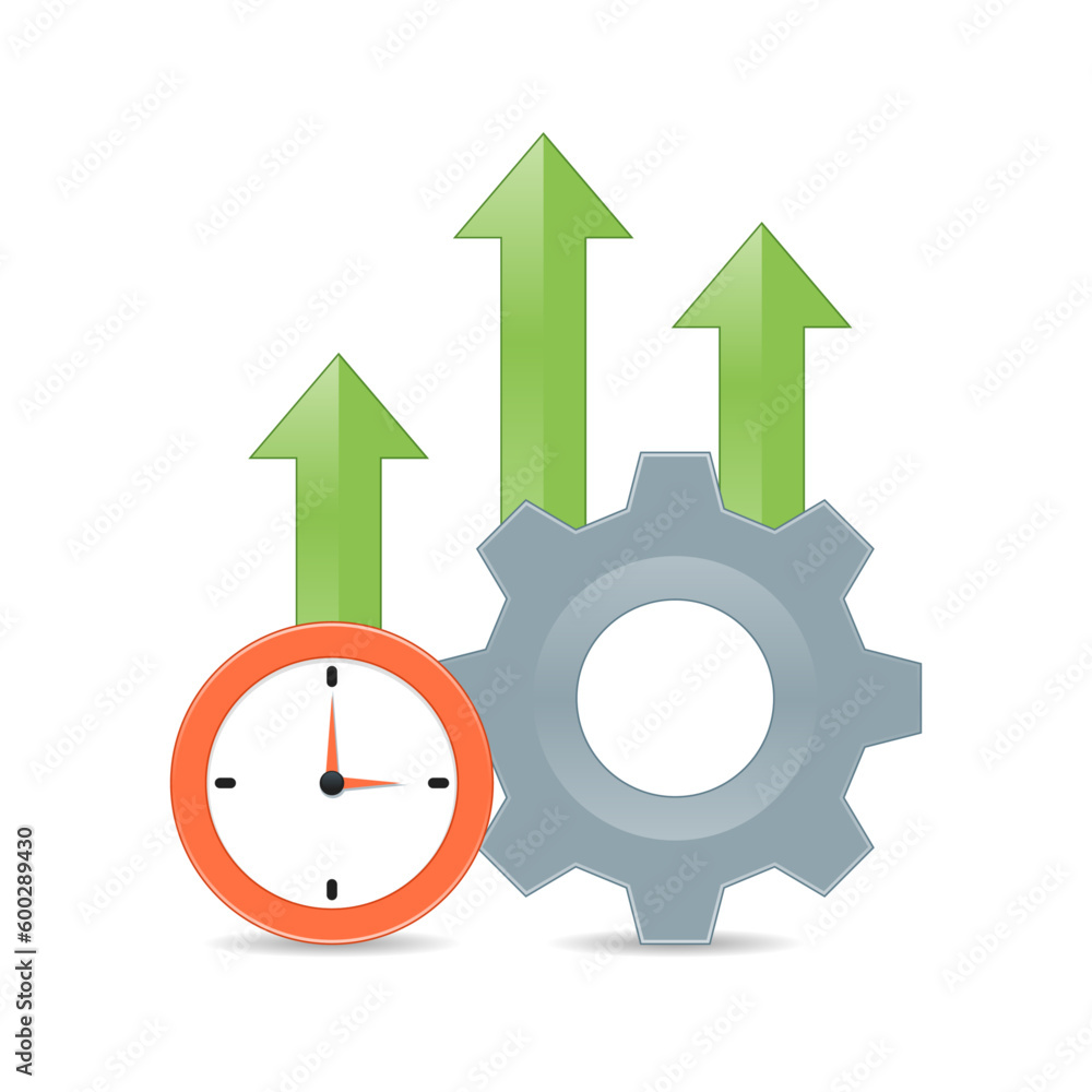 Productivity icon vector. gear, clock, arrow icon. Productivity icon vector. gear, clock, arrow icon.
