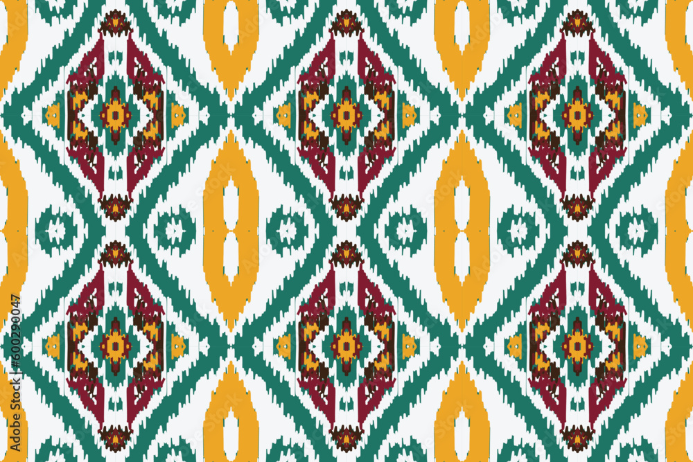 African Ikat floral paisley embroidery background. geometric ethnic oriental pattern traditional. Ikat Aztec style abstract vector illustration. design for print texture,fabric,saree,sari,carpet.