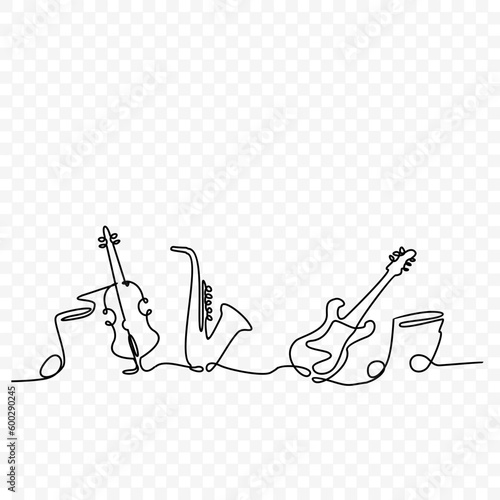 International Jazz Day, One continuous single line hand drawing
