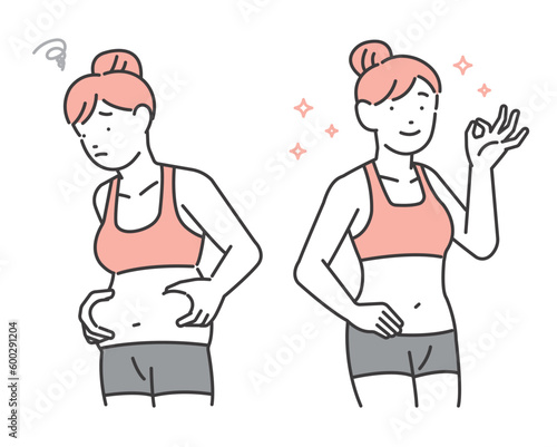 ダイエットに成功した女性のベクターイラスト素材／美容／ボディケア