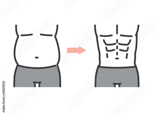 ダイエット(筋トレ)に成功した男性のベクターイラスト素材／マッチョ／ボディケア