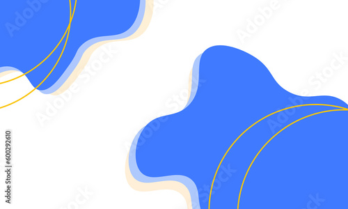 abstract wavy blue background with yellow line art. For advertising, marketing, presentation