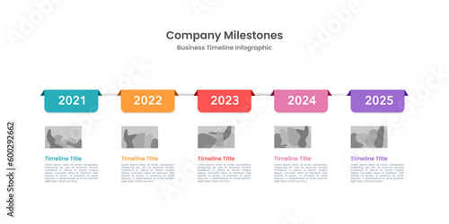 Company's annual business anniversary. Business presentation. Milestone, Roadmap, Timeline. Vector illustration.