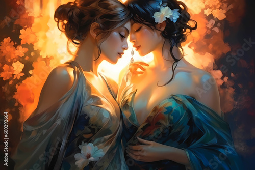 romance fantasy Asian women art illustration