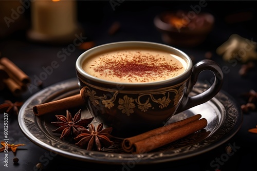 016_Yemeni qishr coffee with ginger and cardamom, Generative AI
