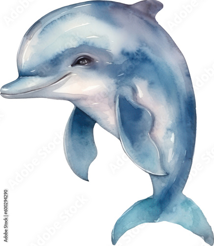 Cute Dolphin Watercolor illustration. Generative AI