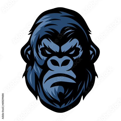 Gorilla head logo mascot vector. Gorilla face illustration for esport, label, badge, emblem, t-shirt, insignia, sport team