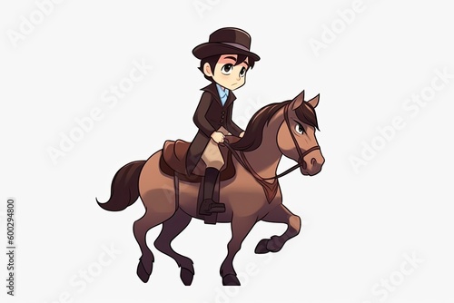 male equestrian riding a chestnut-colored horse Generative AI