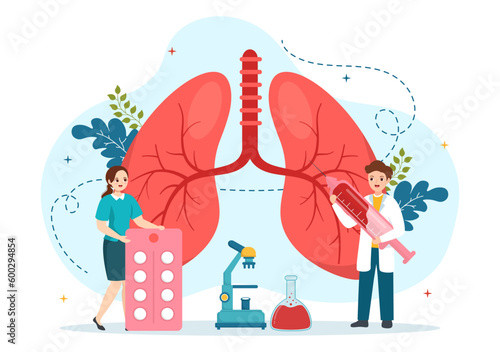 Pulmonologist Vector Illustration with Doctor Pulmonology, Lungs Respiratory System Examination and Treatment in Flat Cartoon Hand Drawn Templates