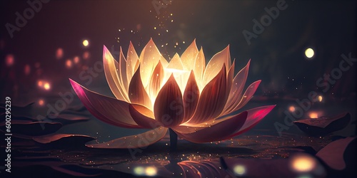 vesak day pink lotus flower with generative ai