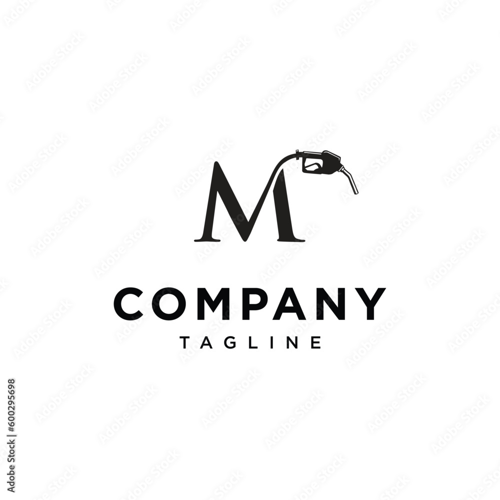 Letter M Gas station nozzle vector logo icon template.eps Stock Vector