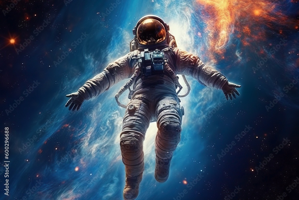 Fototapeta premium A fearless astronaut traversing the star-studded night sky. Generative AI.