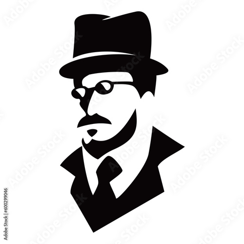 gentleman logo template design. man with hat icon, sign and symbol.